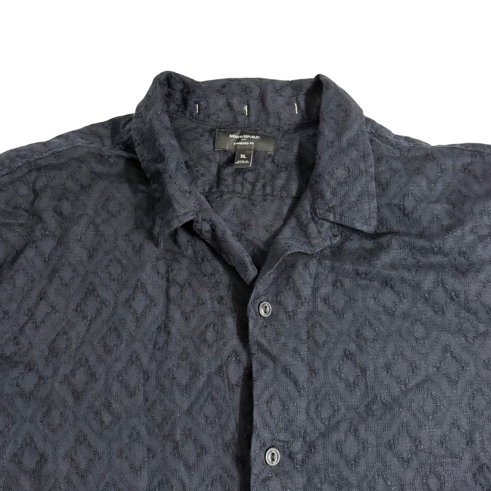 Banana Republic Embroidered Standard Fit‎ Short Sleeve Shirt XL linen